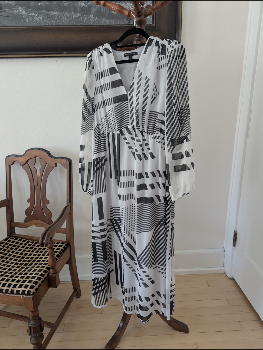 Banana Republic Black and White Geometric Maxi Dress
